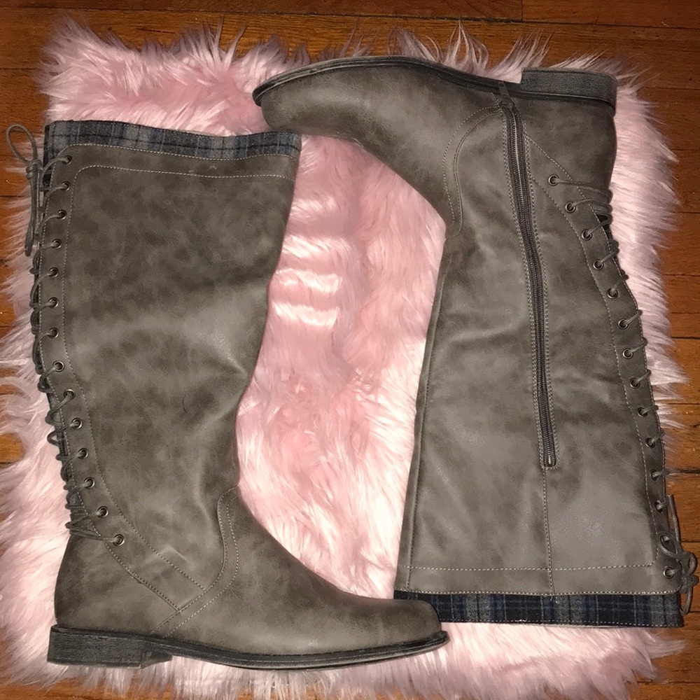 Grayish green looking boots